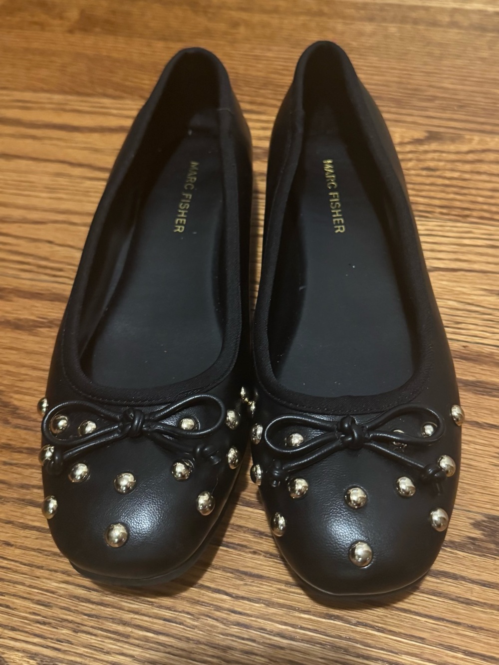 Marc Fisher Black Temps Studded Ballet Flats